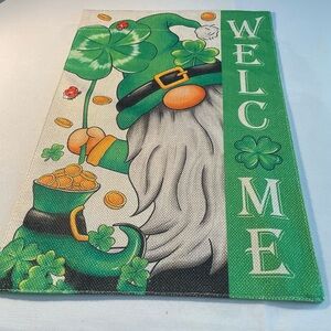 St.Patrick Welcome Gnome Garden Flag